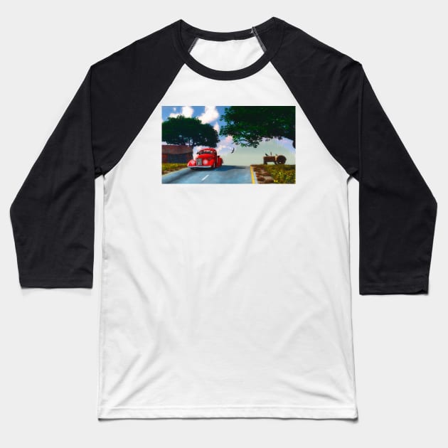 Country Cruise Baseball T-Shirt by kenmo